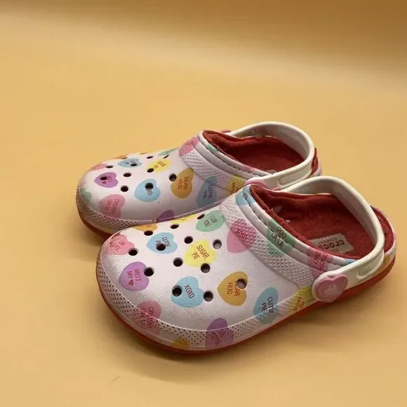 Sweethearts Crocs Big Childrens US Size J1 - Fur Lined Limited Edition - Picture 1 of 6